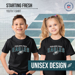Philadelphia Eagles NFL Youth Starting Fresh Tee- Pro Football Tag-Less T-Shirt For Boys & Girls - Black