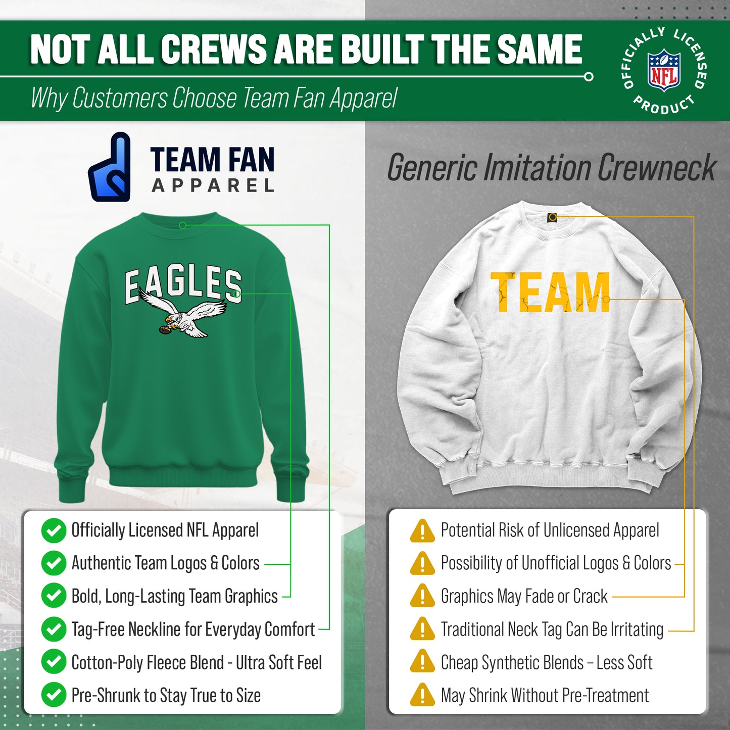 Philadelphia Eagles NFL Home Team Crew - Kelly Green