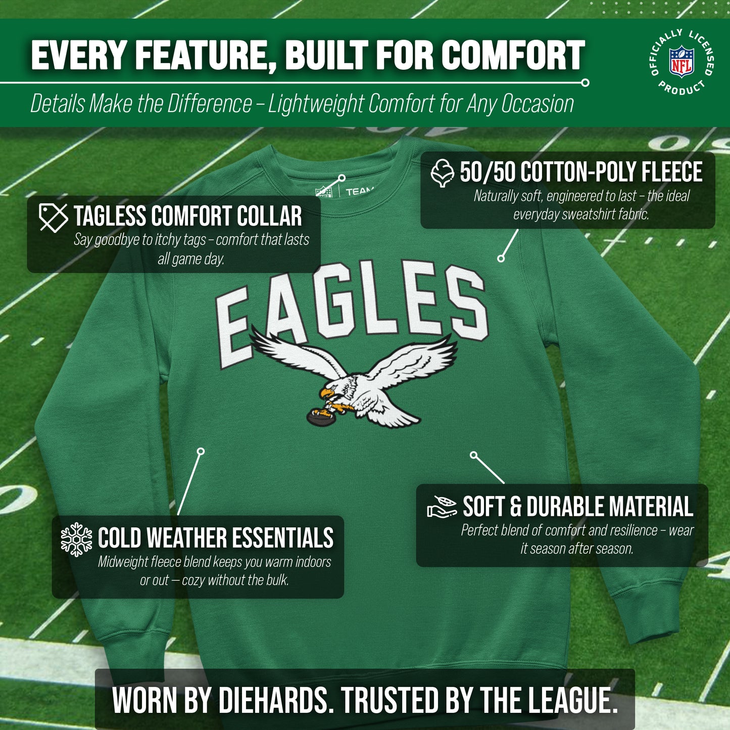 Philadelphia Eagles NFL Home Team Crew - Kelly Green