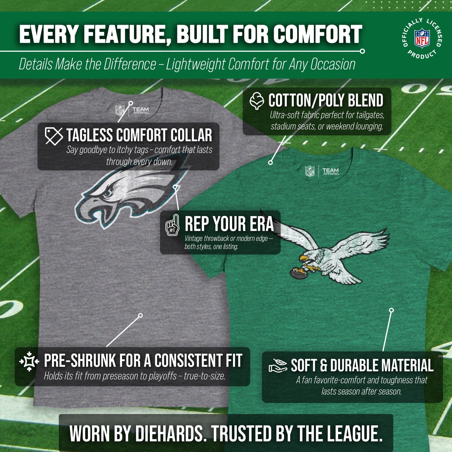 Philadelphia Eagles NFL Modern Throwback T-shirt - Green