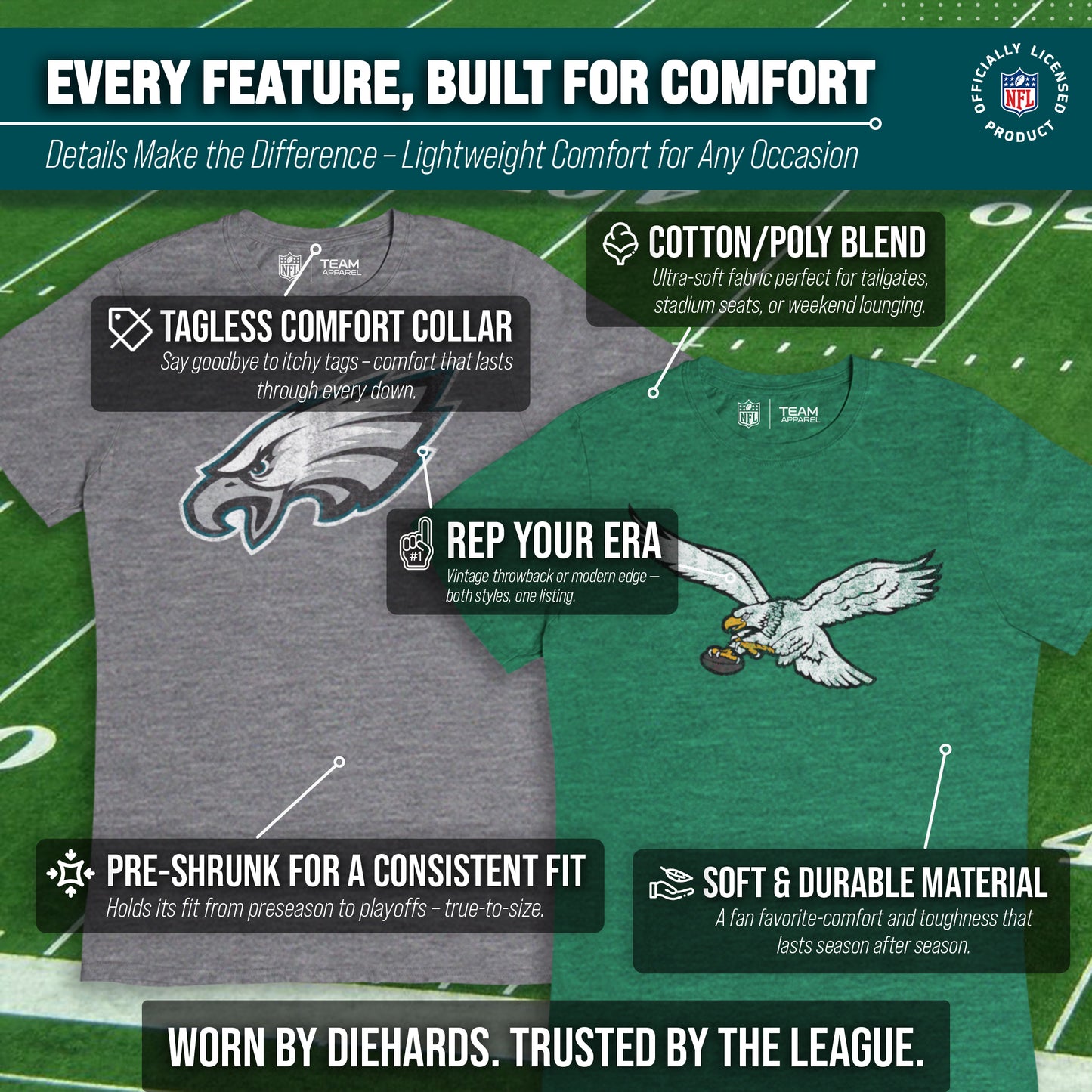 Philadelphia Eagles NFL Modern Throwback T-shirt - Gray