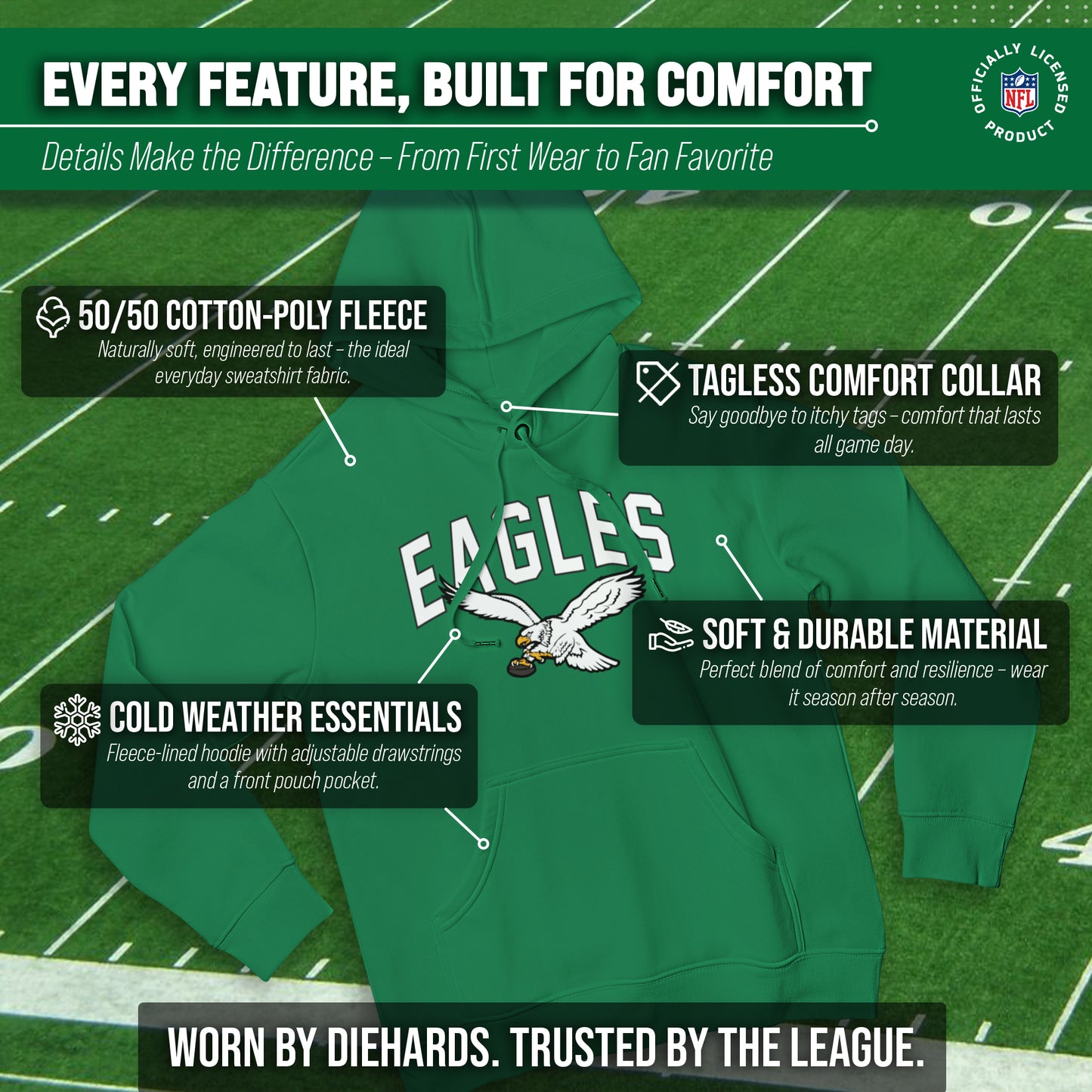 Philadelphia Eagles NFL Home Team Hoodie - Kelly Green