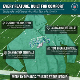 Philadelphia Eagles NFL Adult Unisex Starting Fresh Ultra Soft Fleece Hooded Sweatshirt - Kelly Green
