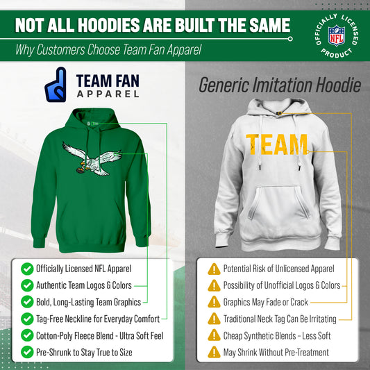 Philadelphia Eagles NFL Adult Unisex Modern Throwback Ultra Soft Fleece Hooded Sweatshirt - Kelly Green