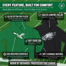 Philadelphia Eagles NFL Adult Unisex Modern Throwback Ultra Soft Fleece Hooded Sweatshirt - Kelly Green