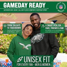 Philadelphia Eagles NFL Adult Unisex Modern Throwback Ultra Soft Fleece Hooded Sweatshirt - Kelly Green