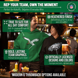 Philadelphia Eagles NFL Adult Unisex Modern Throwback Ultra Soft Fleece Hooded Sweatshirt - Kelly Green