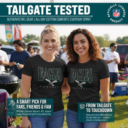 Philadelphia Eagles NFL Womens Overtime Blueprint Tag-Less T-Shirt - Black