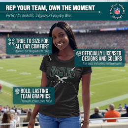 Philadelphia Eagles NFL Womens Overtime Blueprint Tag-Less T-Shirt - Black