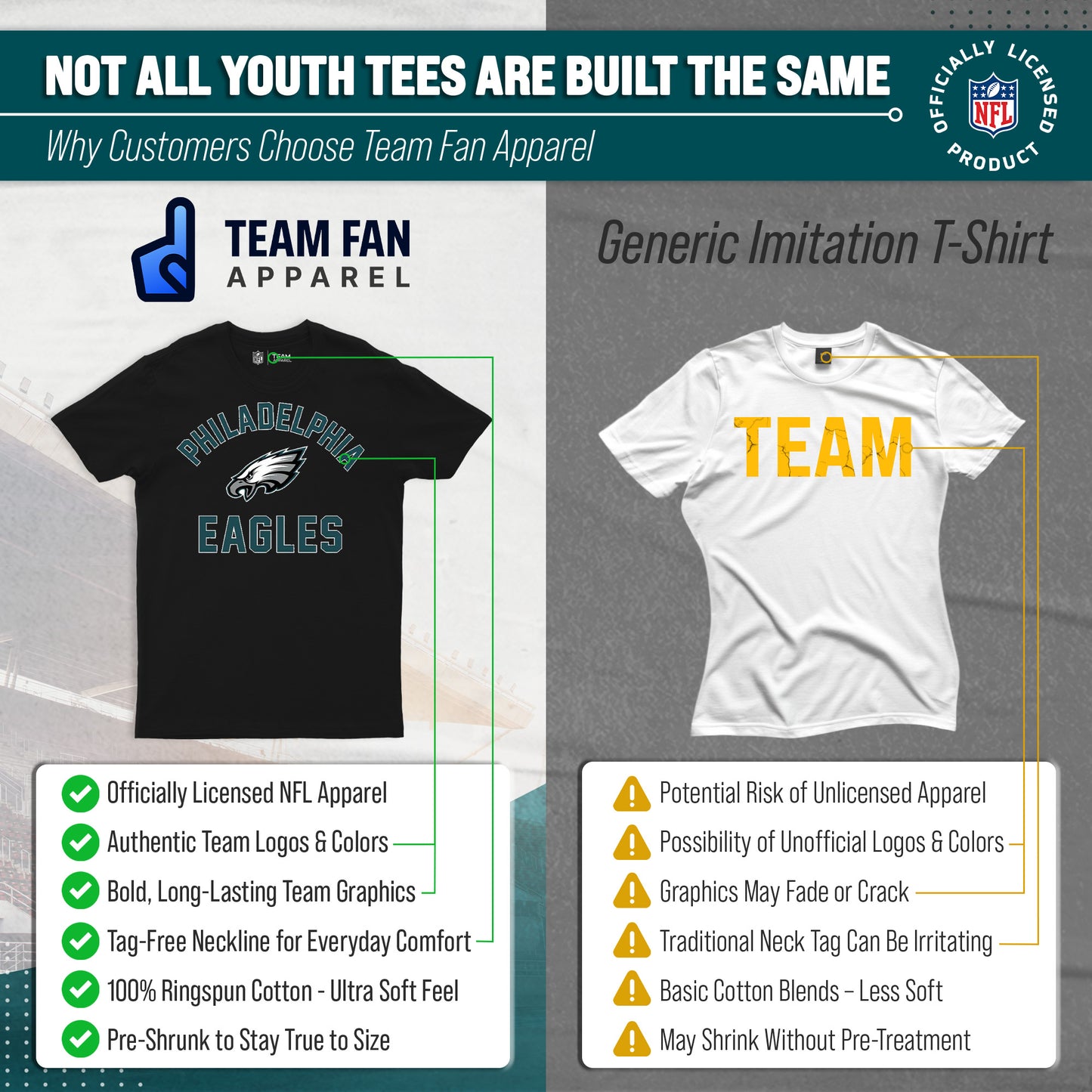 Philadelphia Eagles NFL Youth Gameday Football T-Shirt - Black