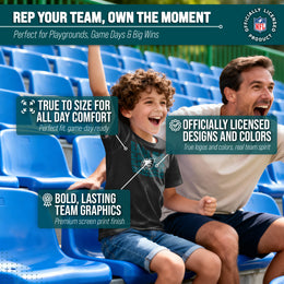 Philadelphia Eagles NFL Youth Repeating Logo Football T-Shirt Unisex Tag Free Comfortable - Black