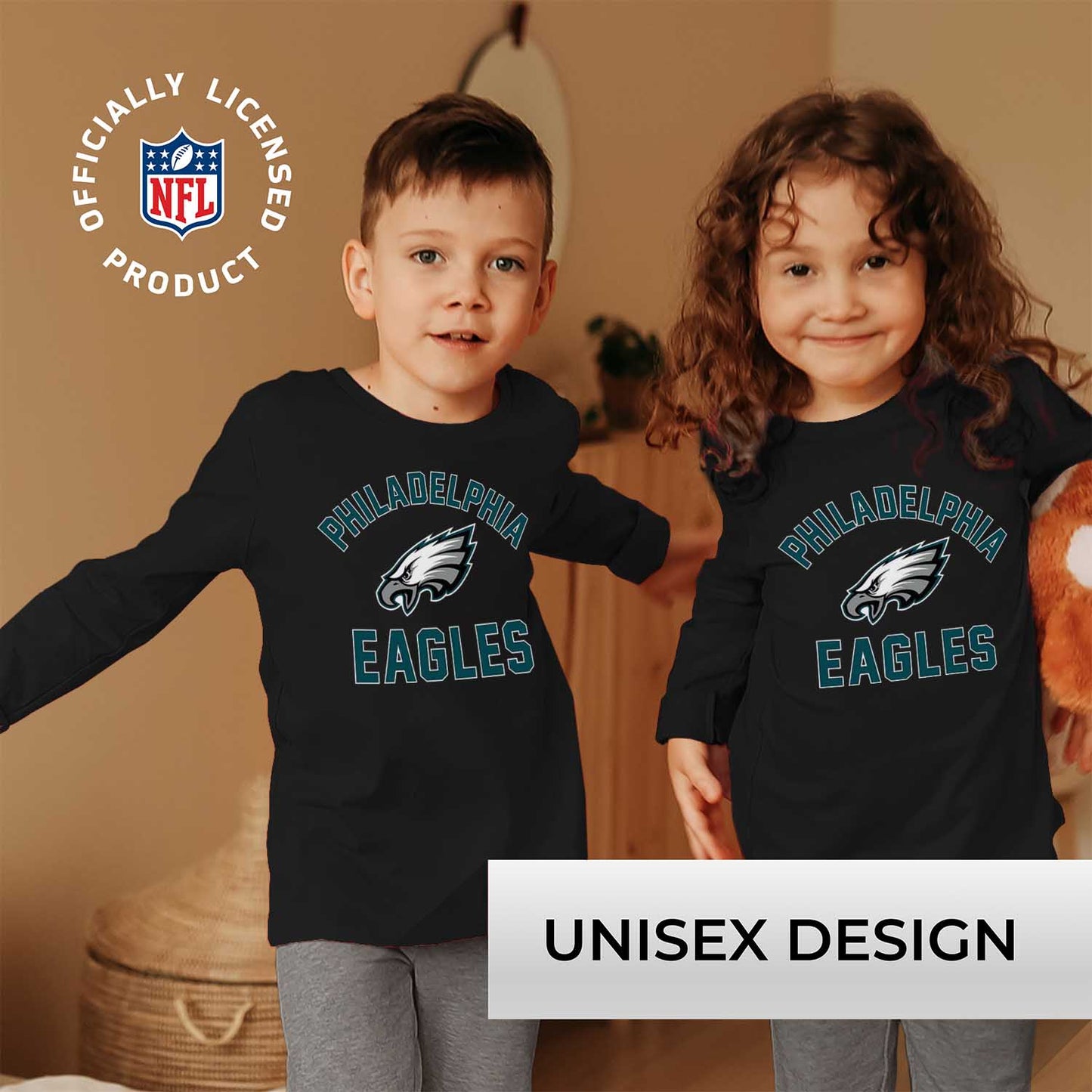 Philadelphia Eagles NFL Gameday Youth Football Long Sleeve Shirt - Black