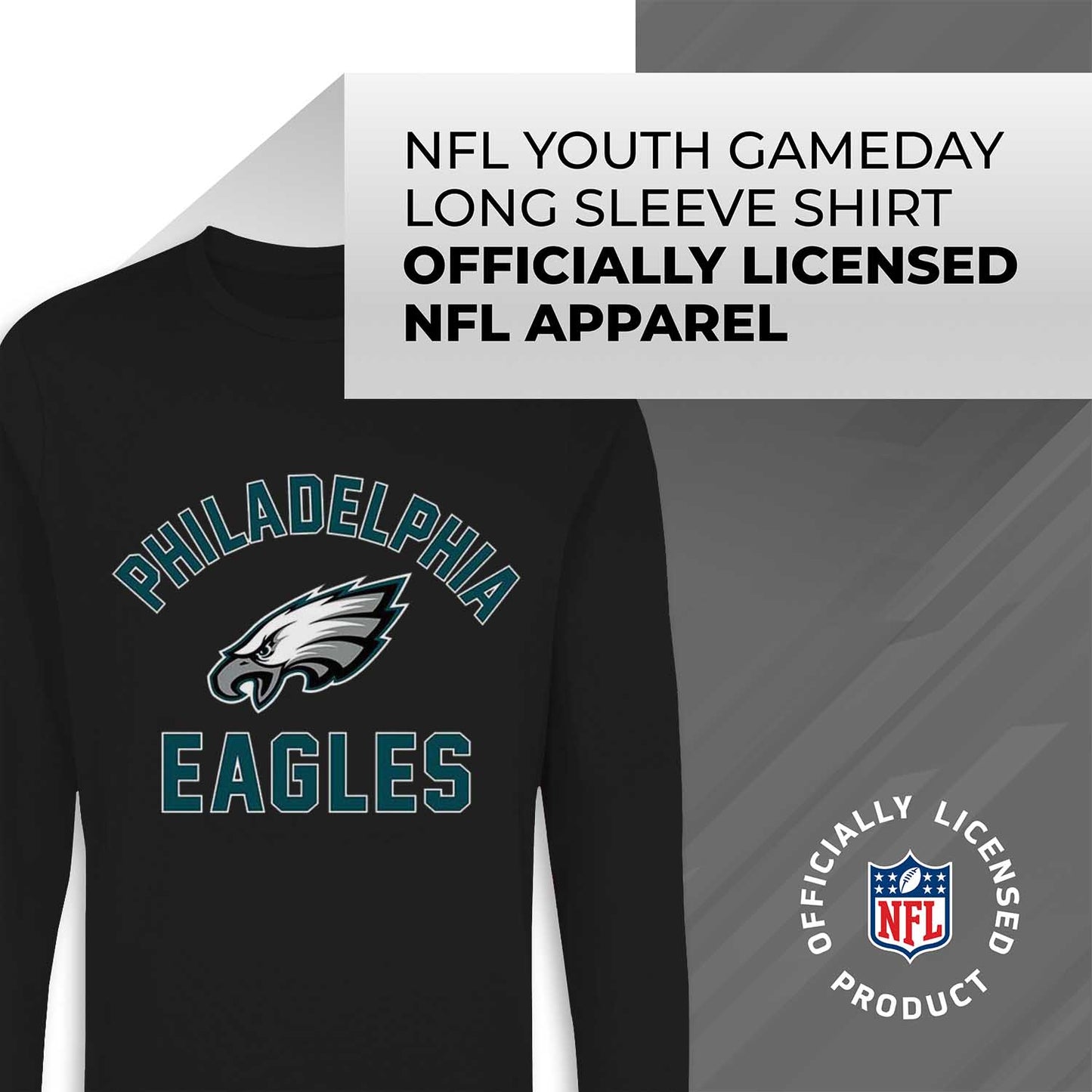 Philadelphia Eagles NFL Gameday Youth Football Long Sleeve Shirt - Black