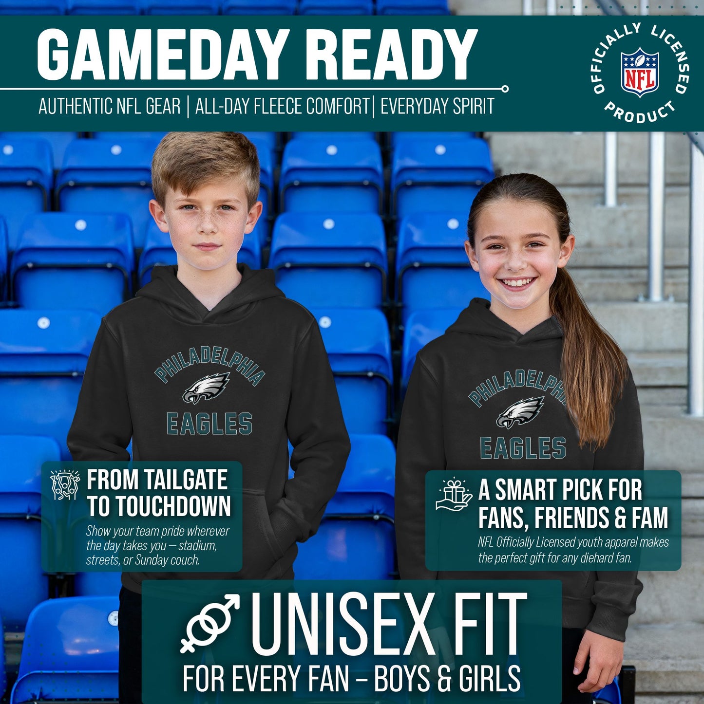 Philadelphia Eagles NFL Youth Gameday Hooded Sweatshirt - Black