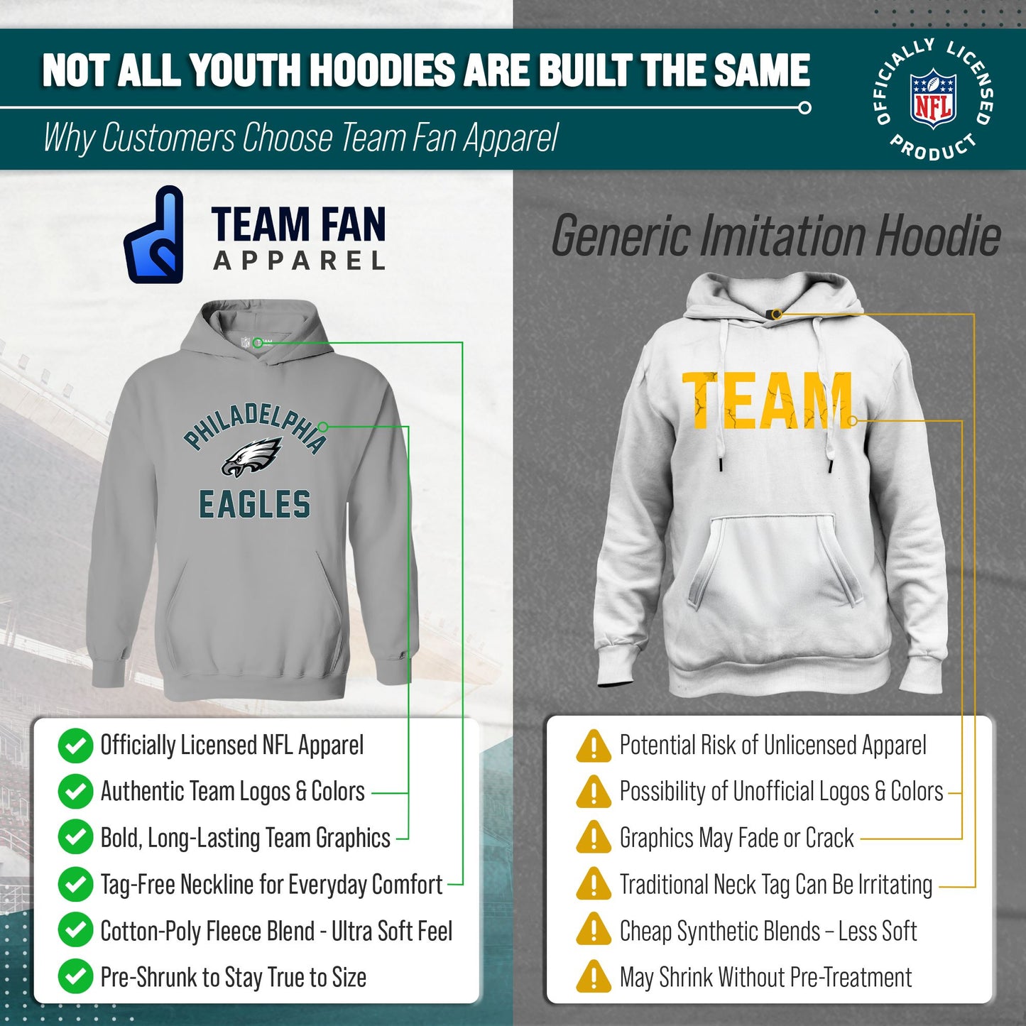Philadelphia Eagles NFL Youth Gameday Hooded Sweatshirt - Gray