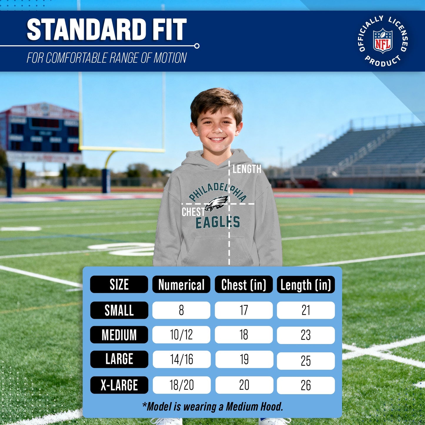 Philadelphia Eagles NFL Youth Gameday Hooded Sweatshirt - Gray