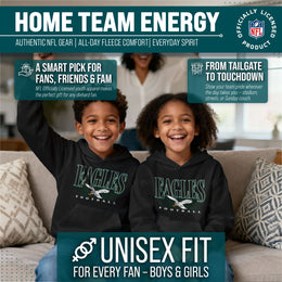 Philadelphia Eagles NFL Youth Overtime Blueprint Football Fleece Hooded Sweatshirt - Black