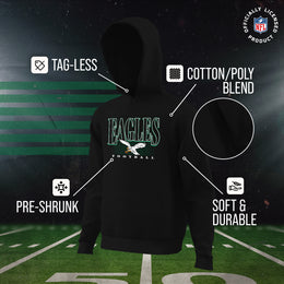 Philadelphia Eagles NFL Youth Overtime Blueprint Football Fleece Hooded Sweatshirt - Black