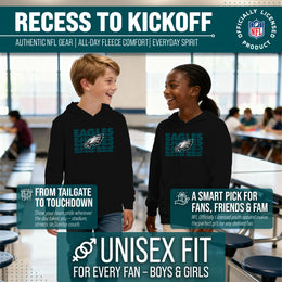 Philadelphia Eagles NFL Youth Repeating Logo Football Fleece Hooded Sweatshirt - Black