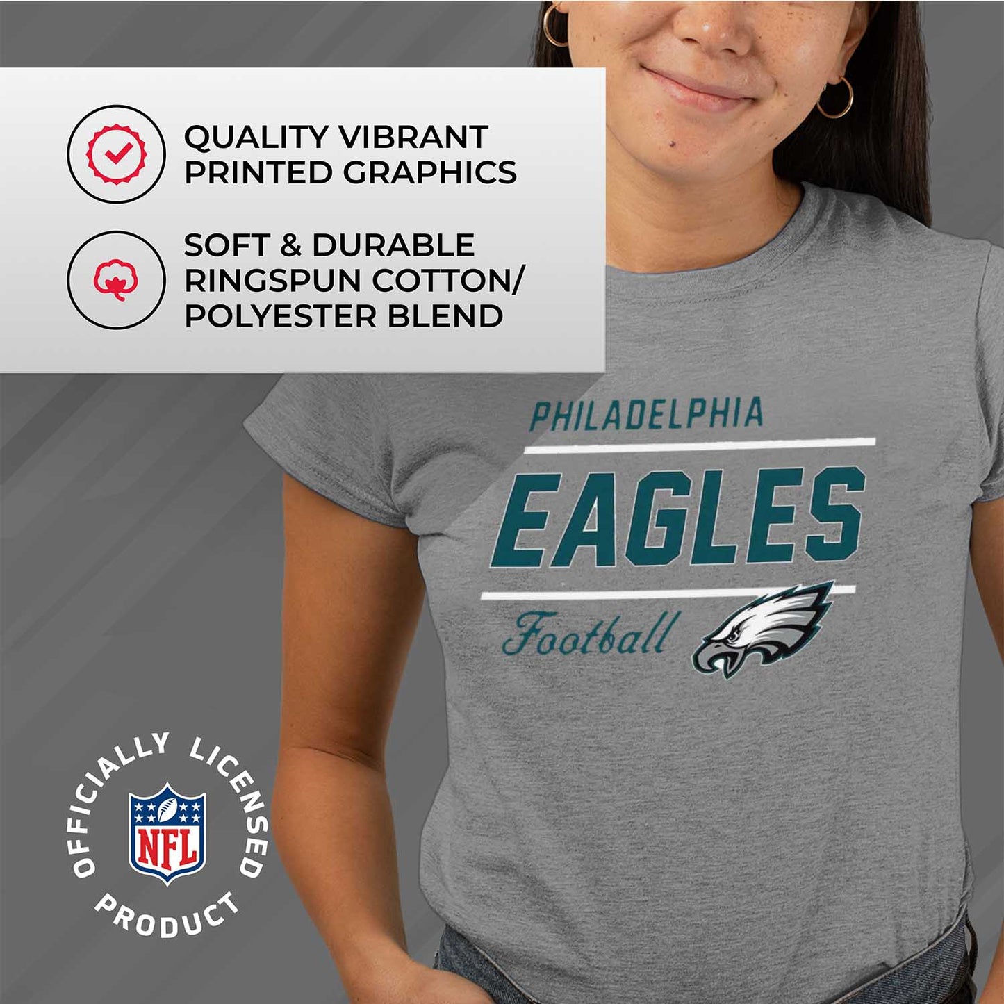 Philadelphia Eagles NFL Womens Plus Size Relaxed Fit T-Shirt - Gray