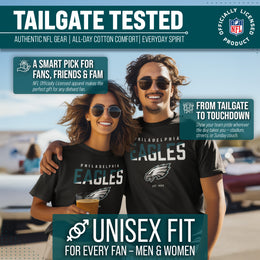 Philadelphia Eagles Adult NFL Diagonal Fade Color Block T-Shirt - Black