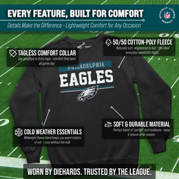 Philadelphia Eagles NFL Adult Long Sleeve Team Block Charcoal Crewneck Sweatshirt - Charcoal
