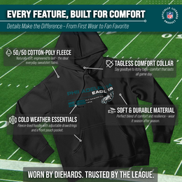 Philadelphia Eagles Adult NFL Speed Stat Sheet Fleece Hooded Sweatshirt - Black