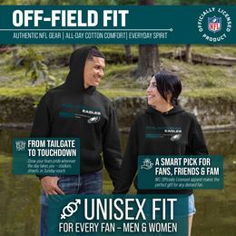 Philadelphia Eagles Adult NFL Speed Stat Sheet Fleece Hooded Sweatshirt - Black