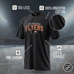 Philadelphia Flyers NHL Adult Powerplay Heathered Unisex T-Shirt - Black Heather
