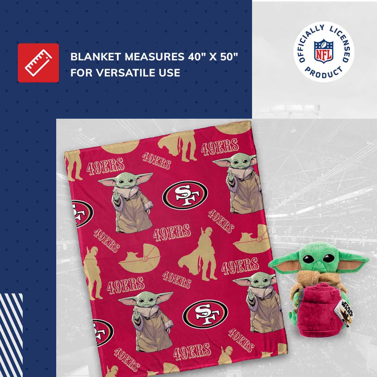 San Francisco 49ers  NFL x Star Wars Pillow & Blanket Set 40" x 50" featuring The Child - Cardinal