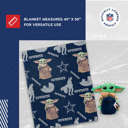 Dallas Cowboys  NFL x Star Wars Pillow & Blanket Set 40" x 50" featuring The Child - Navy