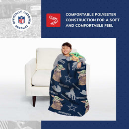 Dallas Cowboys  NFL x Star Wars Pillow & Blanket Set 40" x 50" featuring The Child - Navy