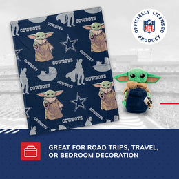 Dallas Cowboys  NFL x Star Wars Pillow & Blanket Set 40" x 50" featuring The Child - Navy