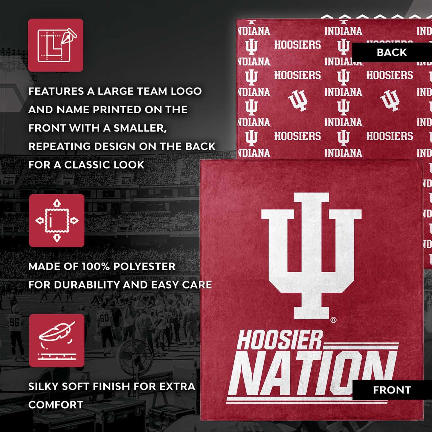 Indiana Hoosiers NCAA Double Sided Blanket - Cardinal