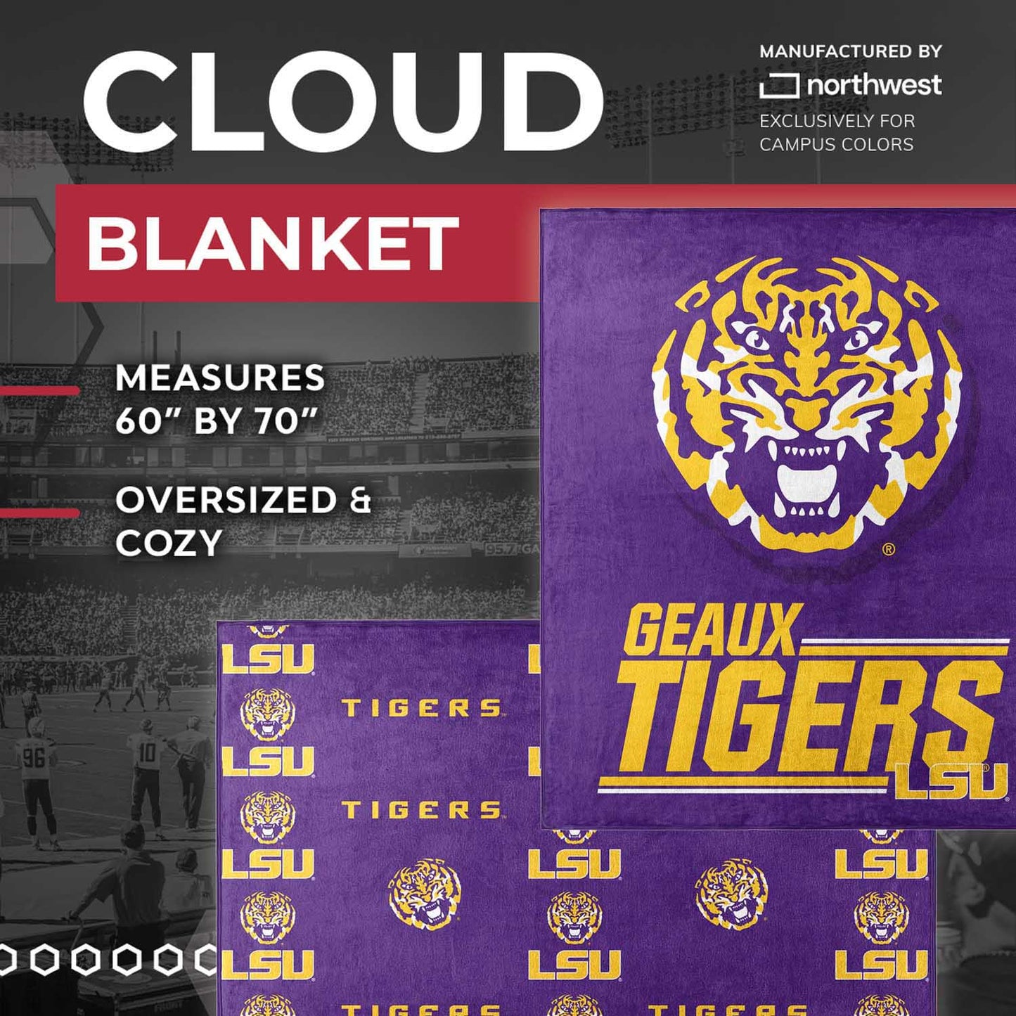 LSU Tigers NCAA Double Sided Blanket - Purple