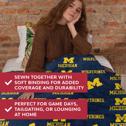 Michigan Wolverines NCAA Double Sided Blanket - Navy