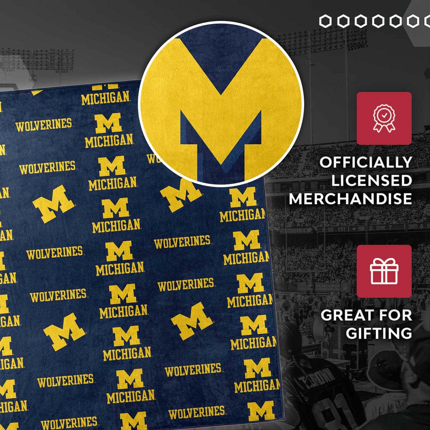 Michigan Wolverines NCAA Double Sided Blanket - Navy