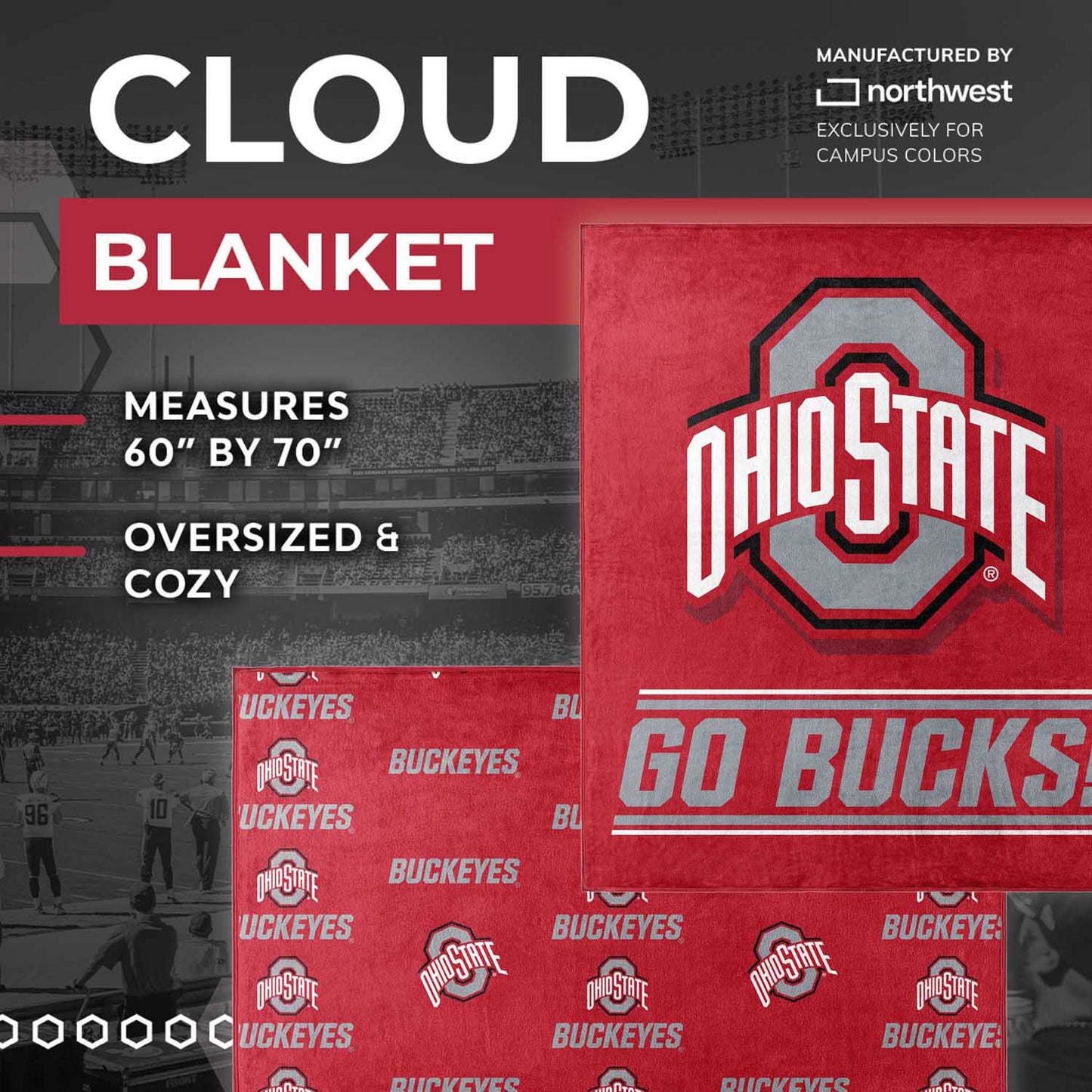 Ohio State Buckeyes NCAA Double Sided Blanket - Red