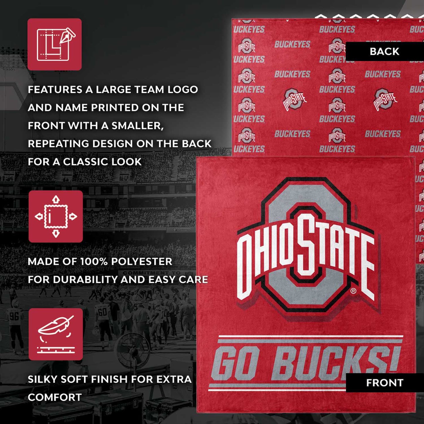 Ohio State Buckeyes NCAA Double Sided Blanket - Red