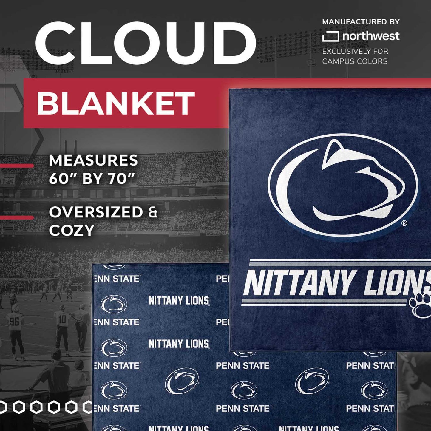 Penn State Nittany Lions NCAA Double Sided Blanket - Navy