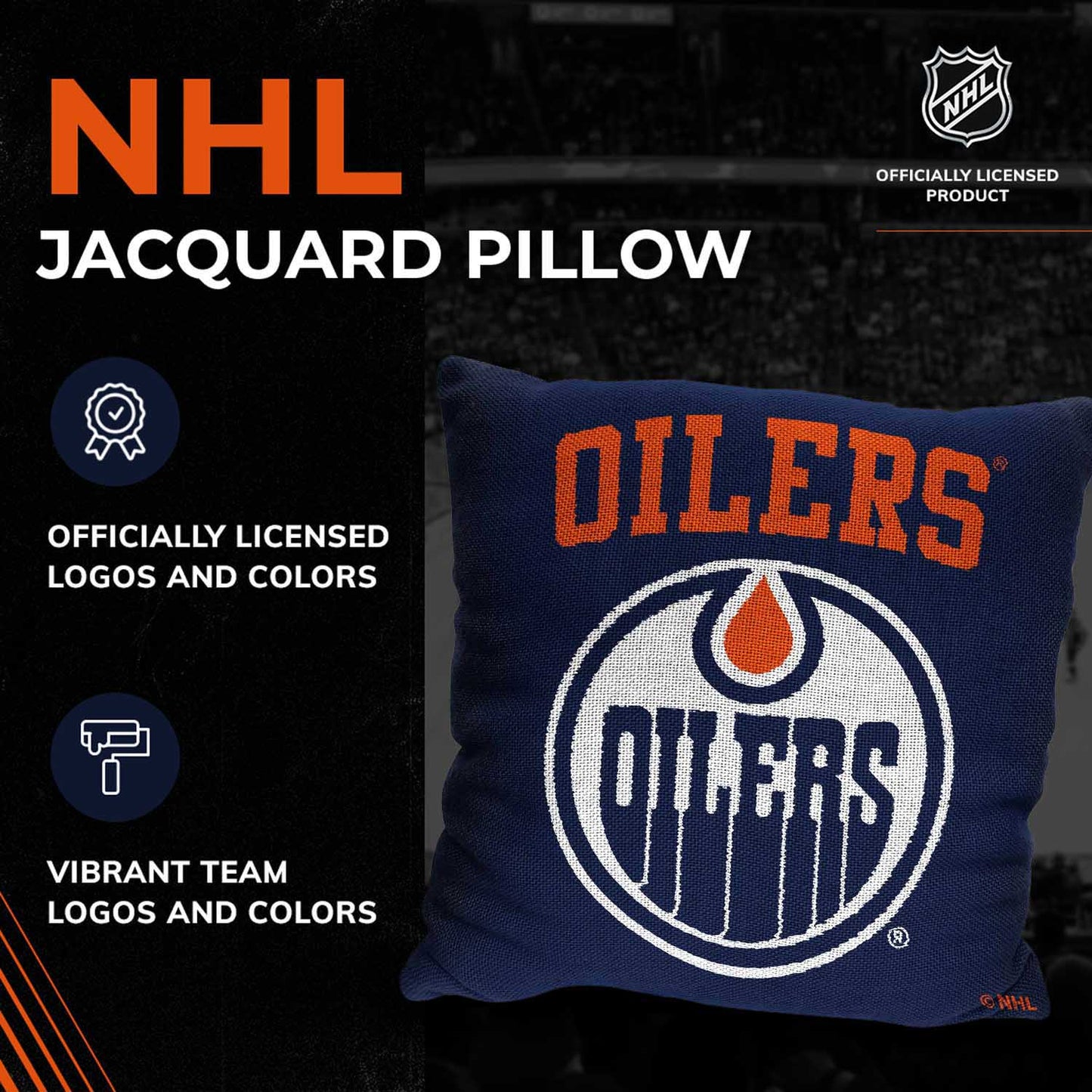 Edmonton Oilers NHL Decorative Pillows- Enhance Your Space with Woven Throw Pillows - Navy