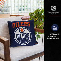 Edmonton Oilers NHL Decorative Pillows- Enhance Your Space with Woven Throw Pillows - Navy