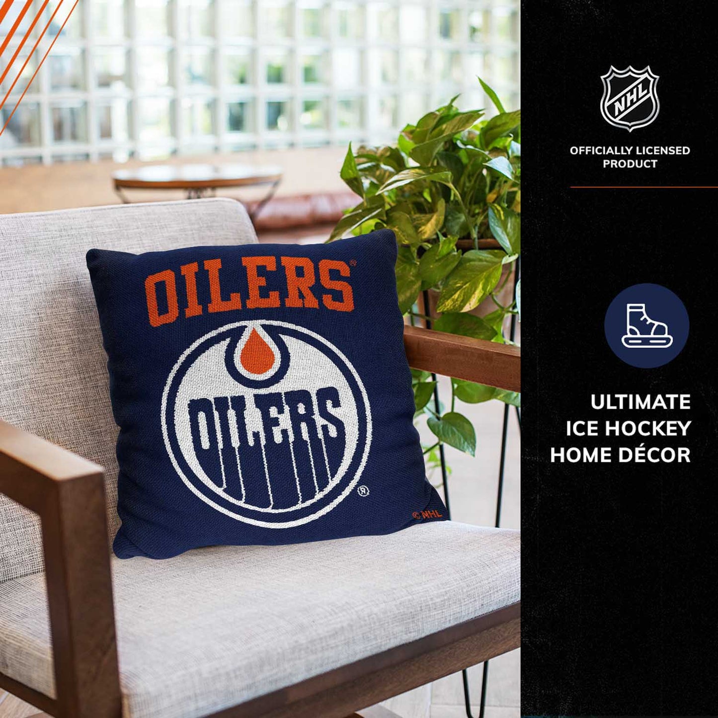 Edmonton Oilers NHL Decorative Pillows- Enhance Your Space with Woven Throw Pillows - Navy