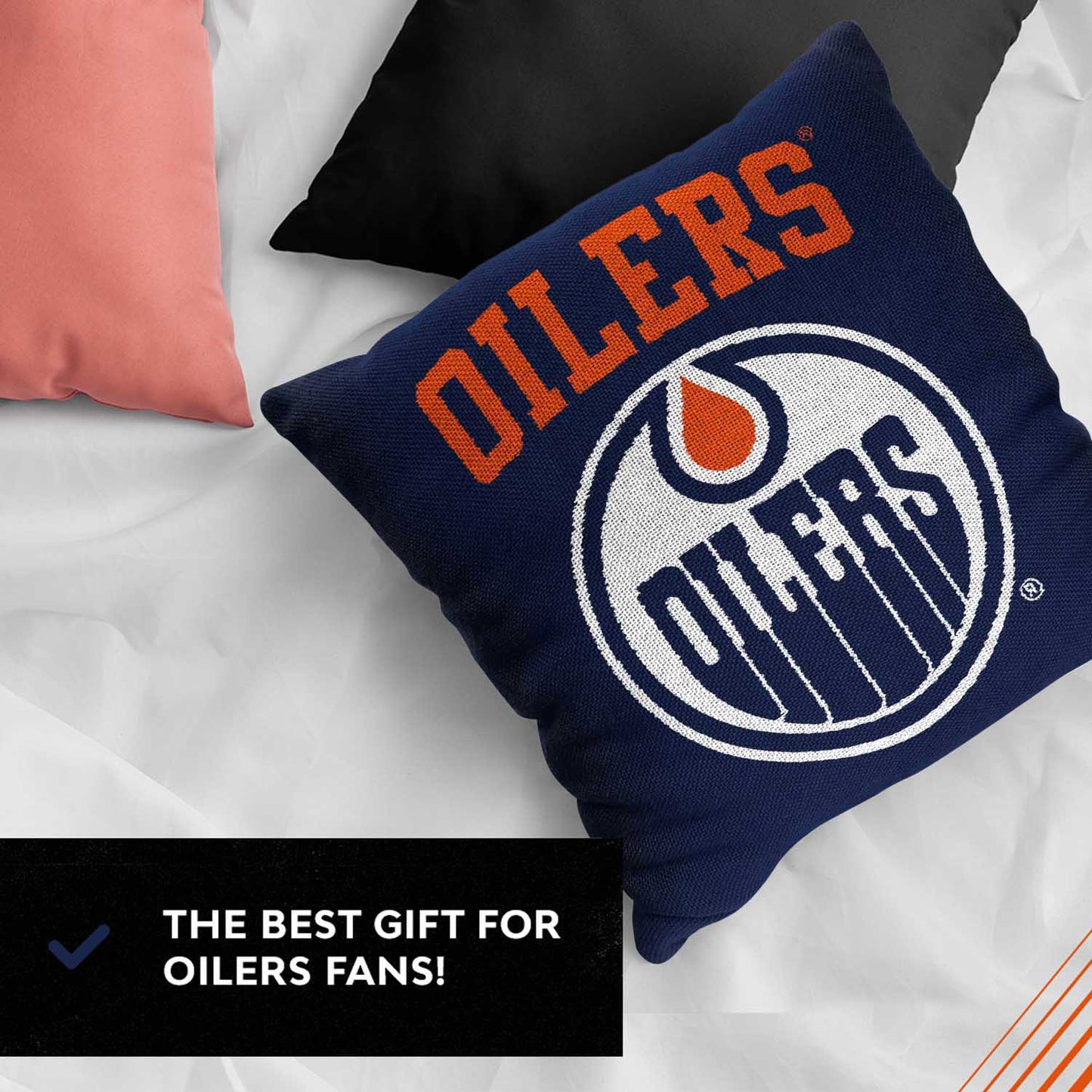 Edmonton Oilers NHL Decorative Pillows- Enhance Your Space with Woven Throw Pillows - Navy