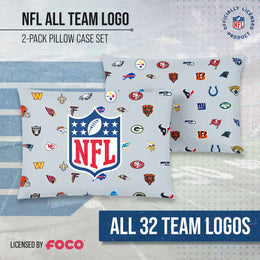 NFL  Repeating Team Logo Pillowcase 2 Pack- Standard Size -Officially Licensed Bedding- Football Pride! - Team Color