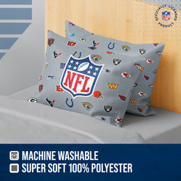 NFL  Repeating Team Logo Pillowcase 2 Pack- Standard Size -Officially Licensed Bedding- Football Pride! - Team Color