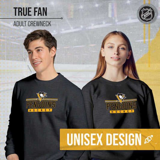 Pittsburgh Penguins NHL Charcoal True Fan Crewneck Sweatshirt - Charcoal
