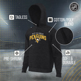 Pittsburgh Penguins NHL Adult Unisex Powerplay Hooded Sweatshirt - Black Heather
