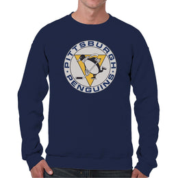 Pittsburgh Penguins Adult NHL Retro Logo Hockey Fleece Crewneck Sweatshirt - Navy Heather