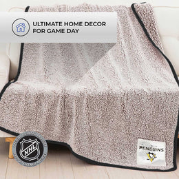 Pittsburgh Penguins NHL Silk Touch Sherpa Throw Blanket - Black